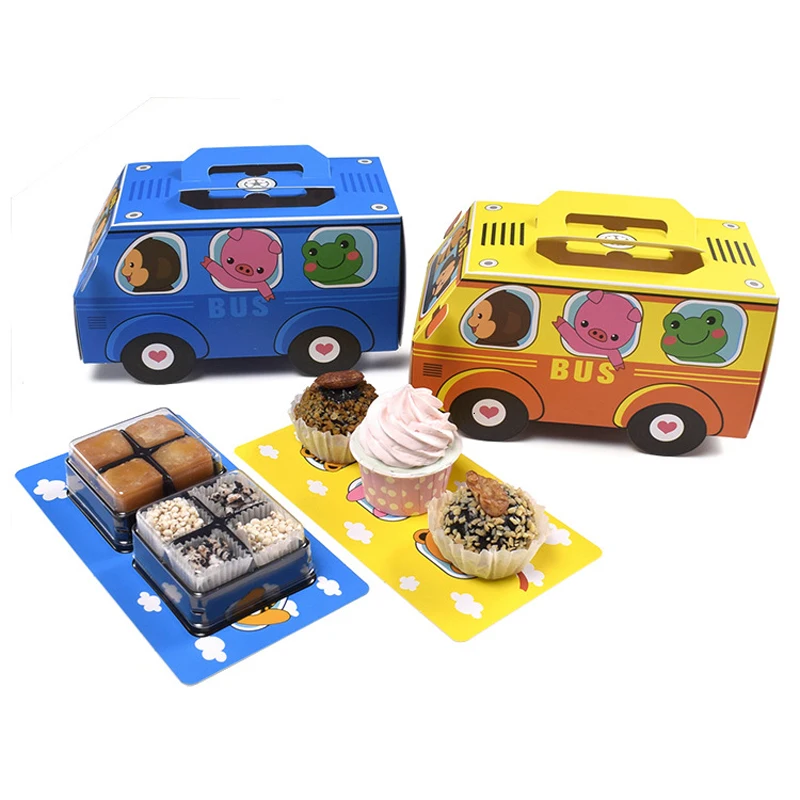 Food Snacks Gifts - 6個入りギフトボックス包装ハンドルケーキギフトボックス、クッキー、キャンディ、スナック、ペストリー、子供の誕生日パーティーのギフト、ロールケーキボックス用品
