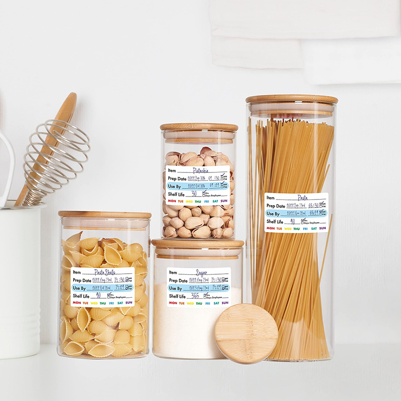 Snacks Food Labels - 300 ピース/ロールキッチン日付食品ステッカーラベル文具ステッカースナックキャンディー保存有効期限ラベル自己粘着ステッカー