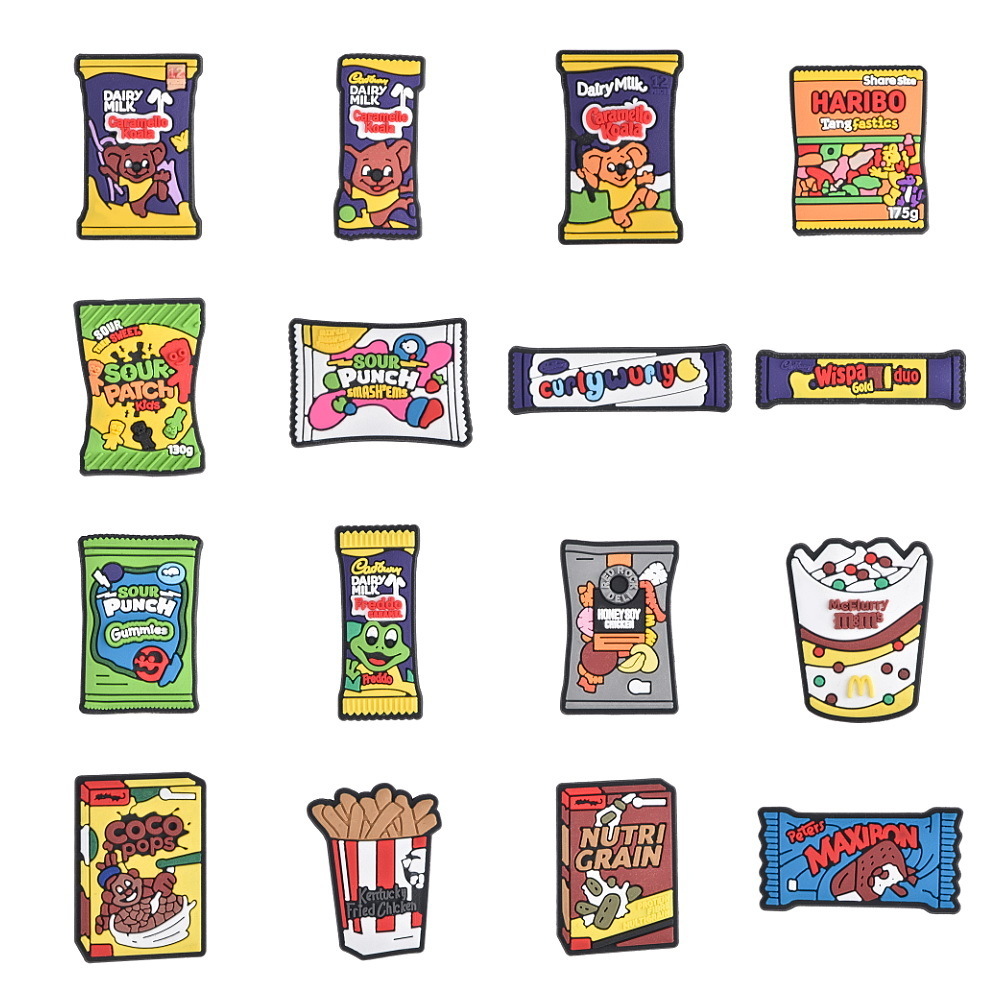 Food Snacks For Christmas - 英国のファーストフードの靴の装飾、漫画のスナック、シリコンチャーム、ゼリーの靴、下駄のアクセサリー、誕生日、クリスマスプレゼント