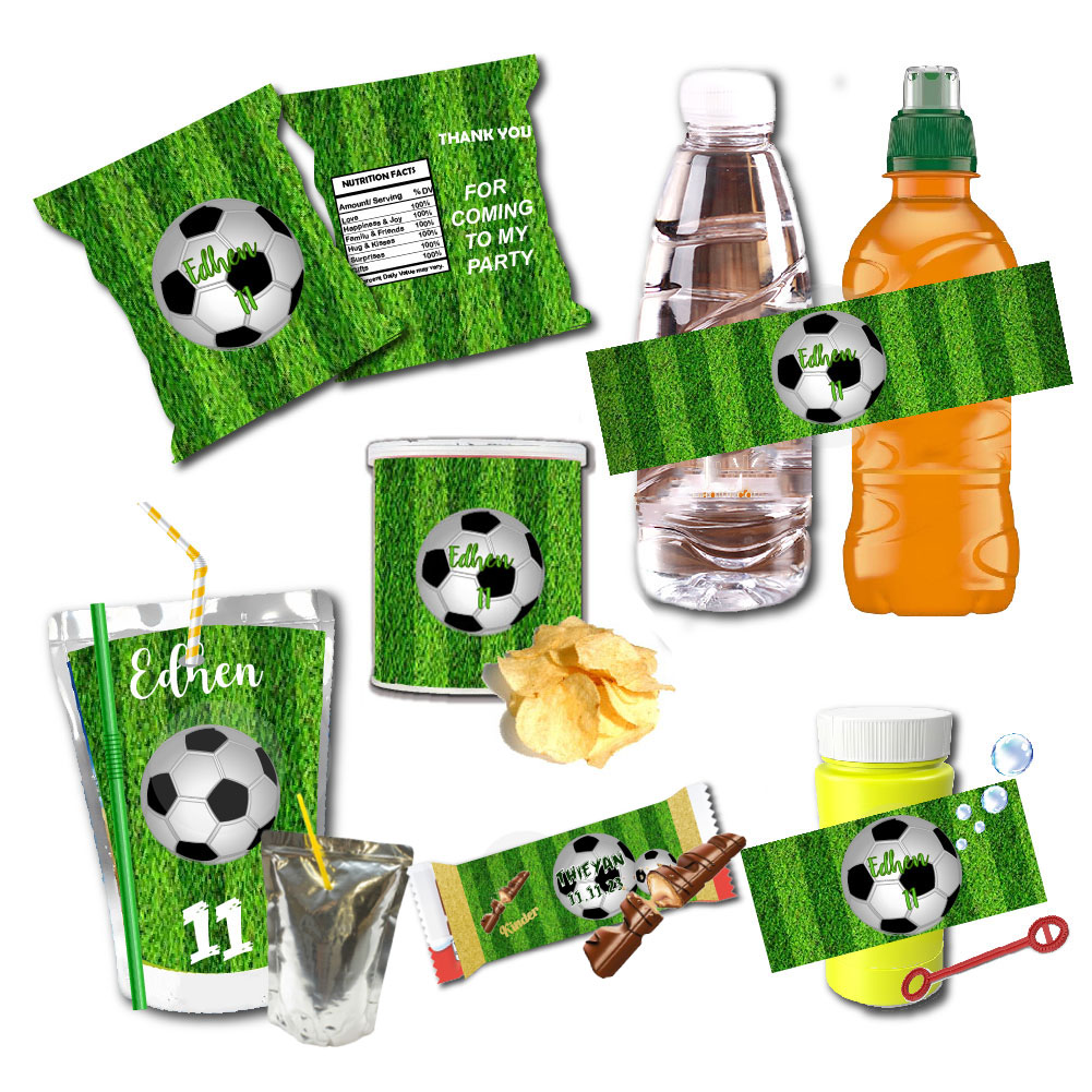 Food Snacks Packaging - カスタムサッカー誕生日ウォーターボトルラベルジュースパウチバッグサンキューステッカースナックキャンディラッパーパーソナライズされたパーティークリスマスS