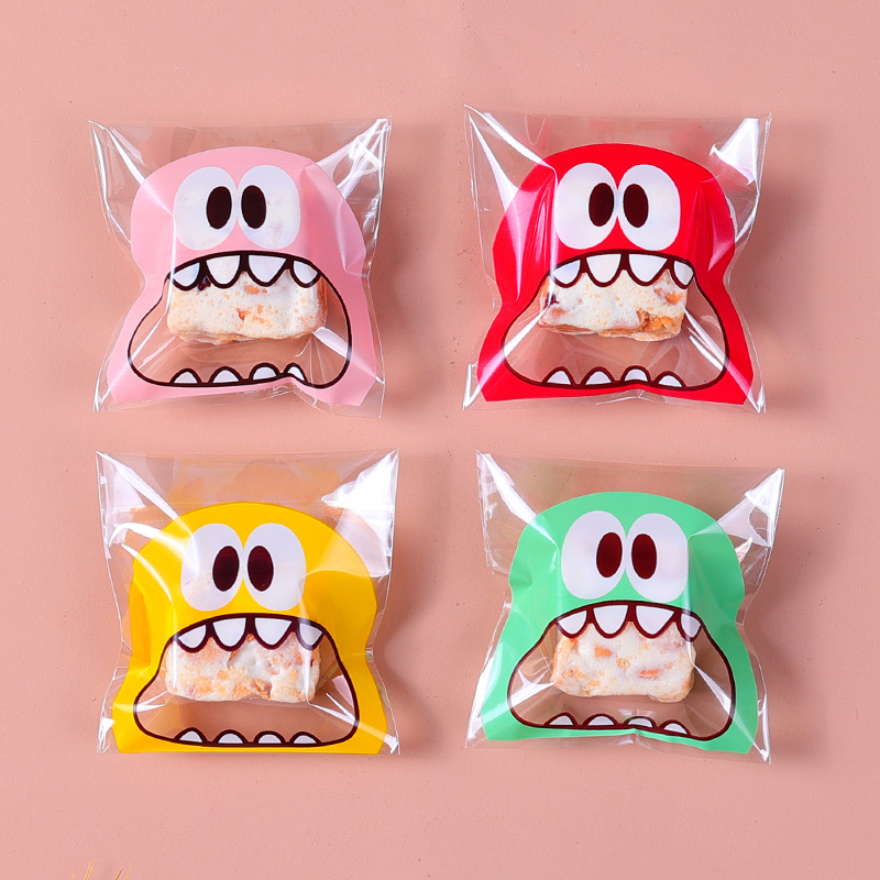 100 個のクッキーキャンディバッグかわいい漫画自己粘着プラ - Food Or Snacks のレビューと価格