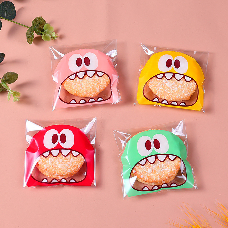 100 個のクッキーキャンディバッグかわいい漫画自己粘着プラ - Food Or Snacks のレビューと価格