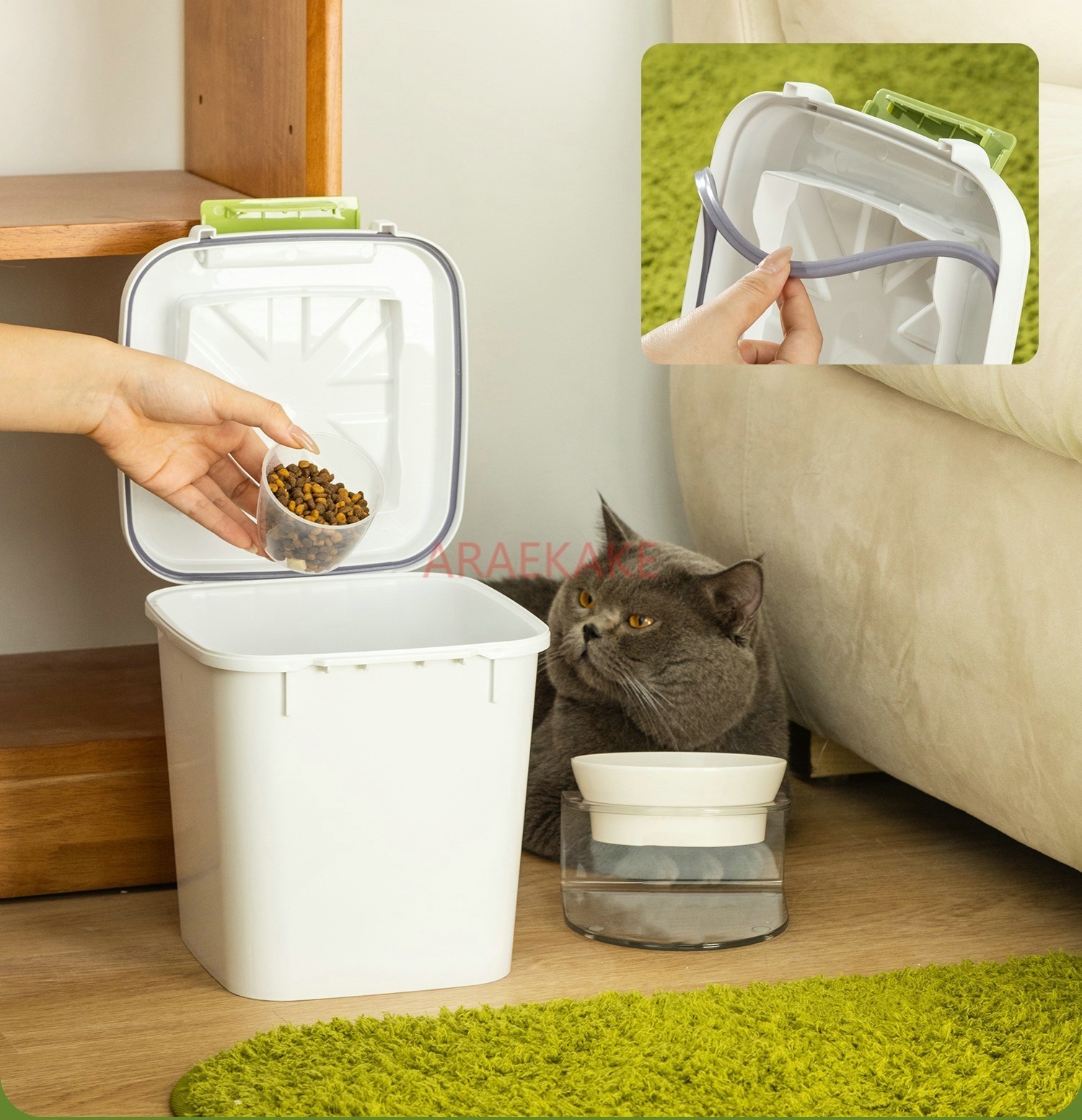 キャットフードバケツ、ドッグフード収納、密閉された猫用品収納 - Food Snacks Items のレビューと価格