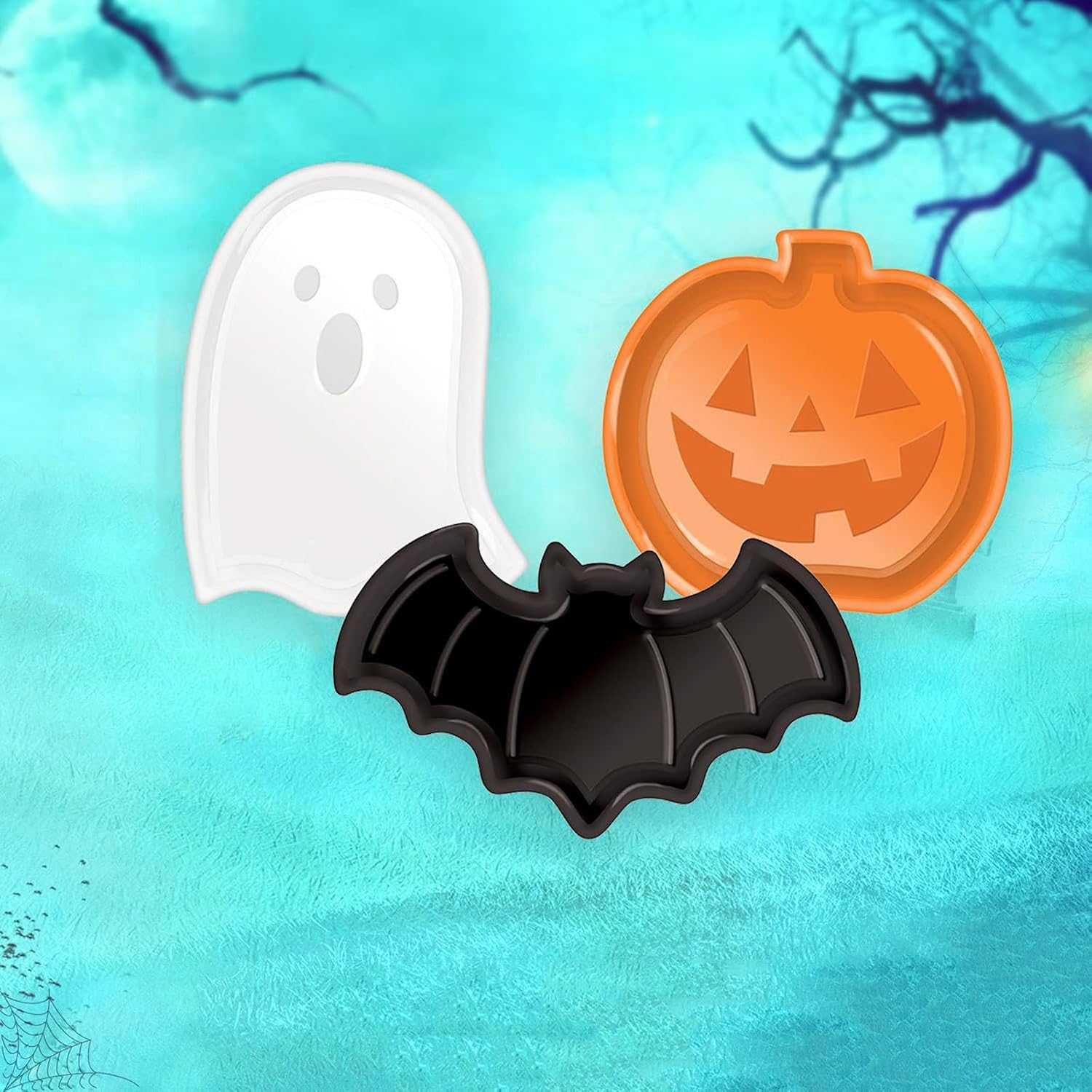 再利用可能なハロウィンプレートセット パンプキンゴーストバッ - Food Snacks For Party のレビューと価格