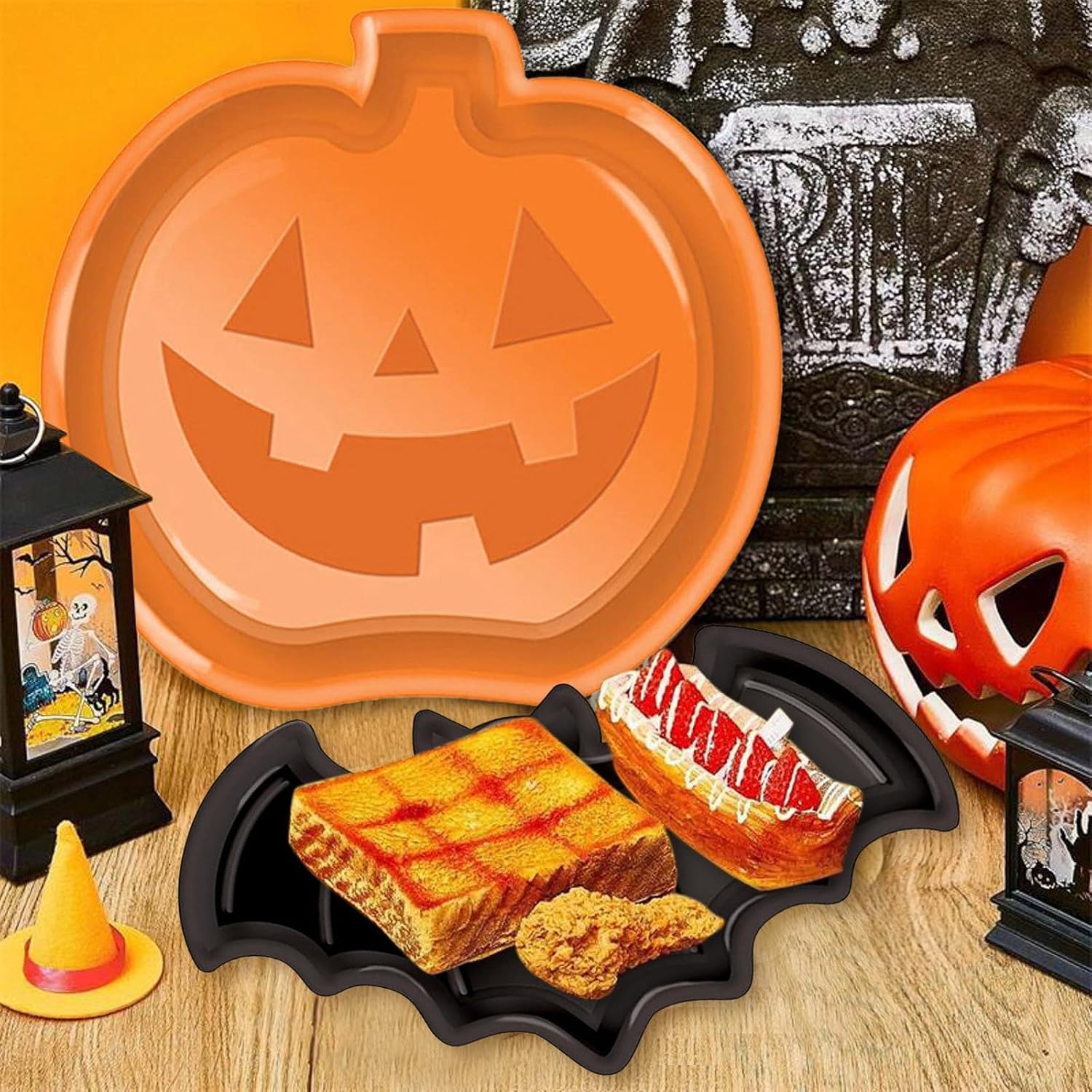 再利用可能なハロウィンプレートセット パンプキンゴーストバッ - Food Snacks For Party のレビューと価格