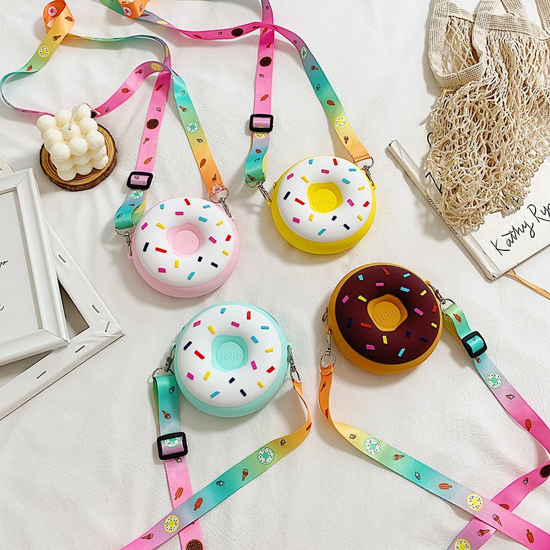 小さな女の子のためのかわいいドーナツバッグ,シリコンバッグ, - Food Snacks Packaging のレビューと価格