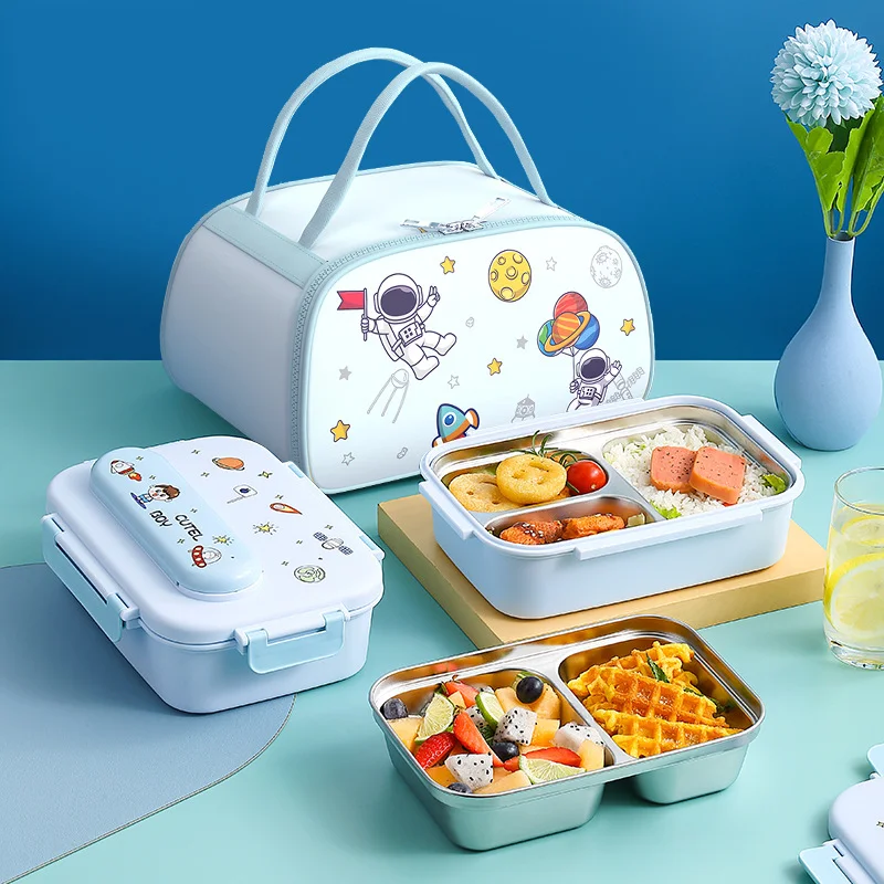 304 ステンレス鋼の子供用ランチボックス バッグ付き ポー - Food Or Snacks のレビューと価格