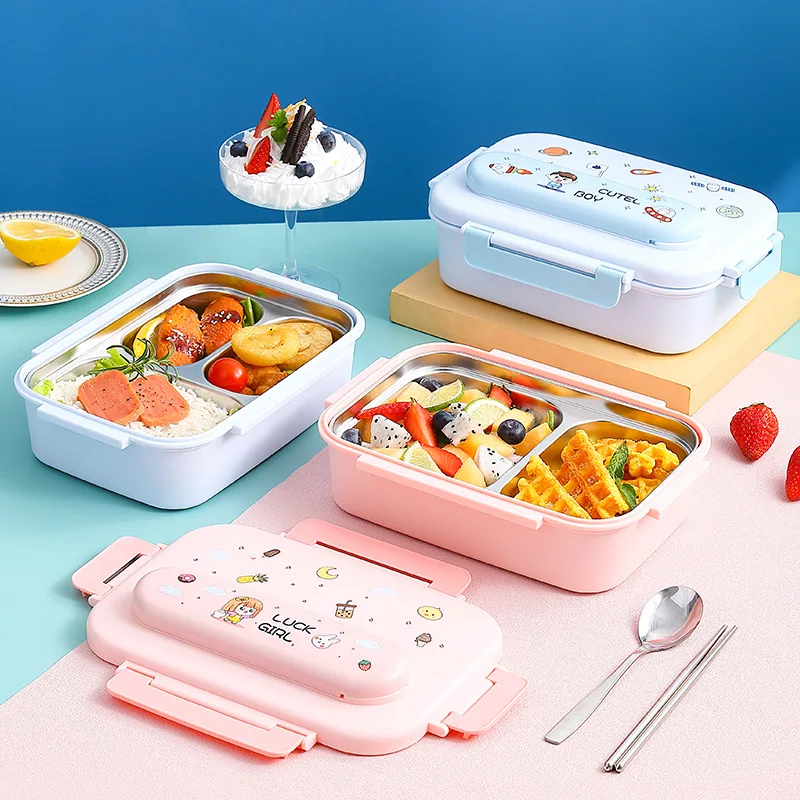304 ステンレス鋼の子供用ランチボックス バッグ付き ポー - Food Or Snacks のレビューと価格