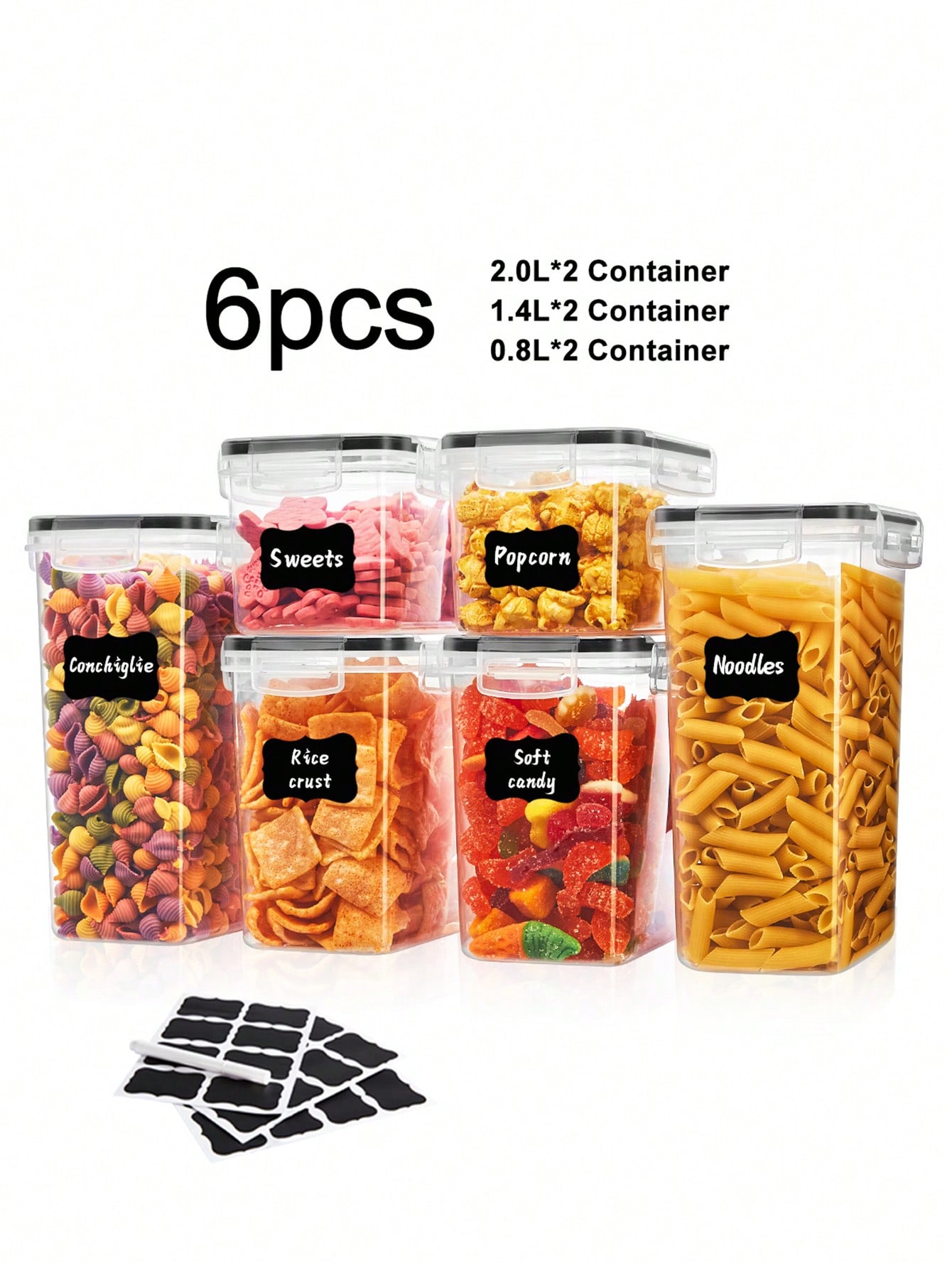 気密保存容器、多目的漏れ防止で再利用可能な食品保存瓶、ポータ - Snacks Food Labels のレビューと価格