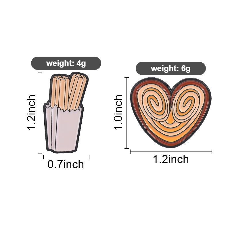 面白いスナックのエナメルピン、チュロスとハート型のパームペス - Food Snacks Gifts のレビューと価格