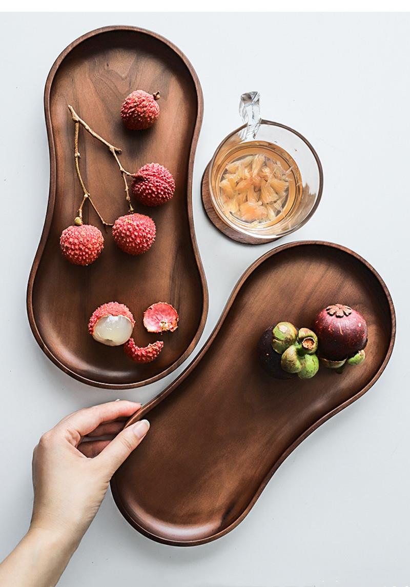 黒クルミ無垢材トレイ ケーキスタンド パントリーオーガナイザ - Food Snacks Items のレビューと価格