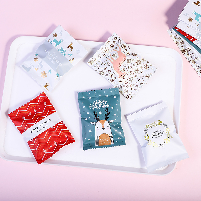ピンクのフロストシール機,100個,クローズバッグ,複数の松 - Food Snacks For Christmas のレビューと価格